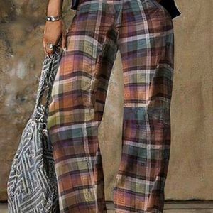 Wide leg khaki multicolor pants